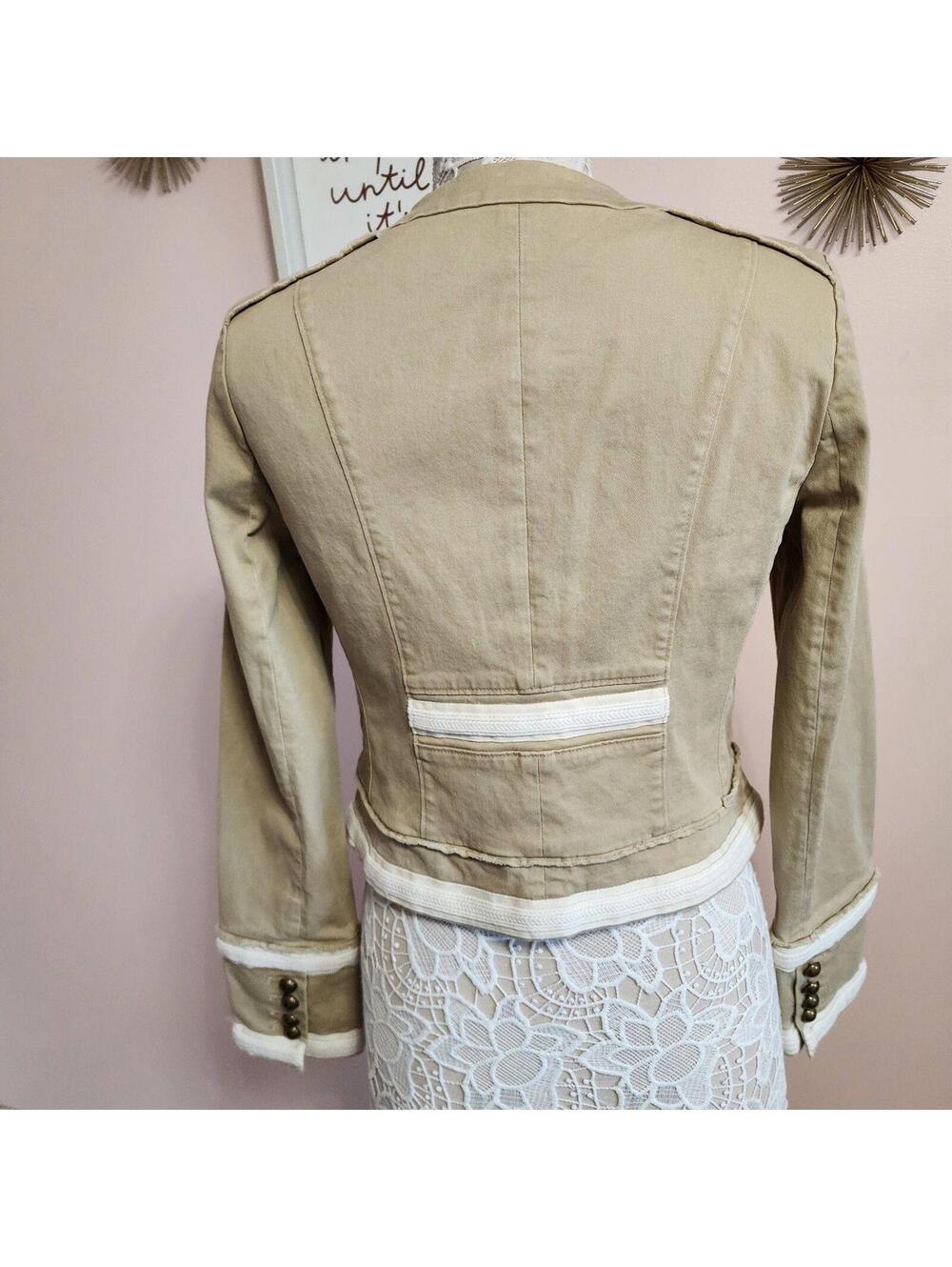 flawless White House Black Market Tan white military like blazer jacket 6 - Picture 5 of 9